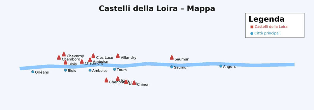 mappa castelli della loira viaggi organizzati in francia Viaggi organizzati ESITUR | mappa castelli della loira viaggi organizzati in francia